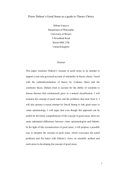 Good Sense as a Guide to Theory Choice - Philsci