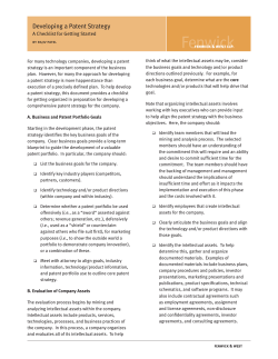 Developing a Patent Strategy-A Checklist for Getting Started