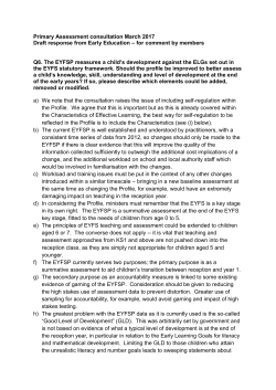 Primary Assessment consultation March 2017 Draft response from