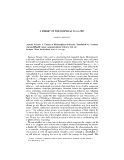 A THEORY OF PHILOSOPHICAL FALLACIES Leonard