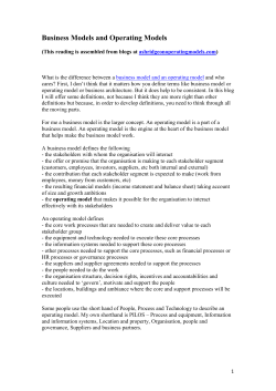 Business Models and Operating Models