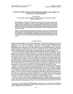Future Paths for Integer Programming and Links to Artificial