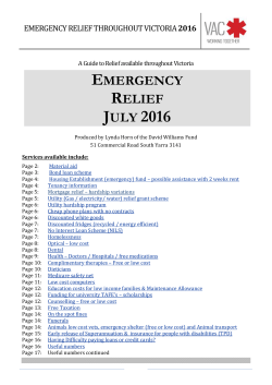 Emergency relief throughout Victoria
