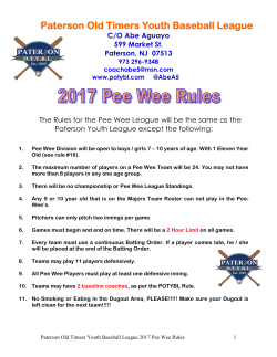 Paterson Old Timers Midget Baseball League