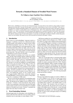 Towards a Standard Dataset of Swedish Word Vectors