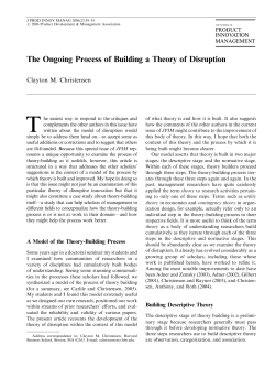 The Ongoing Process of Building a Theory of Disruption