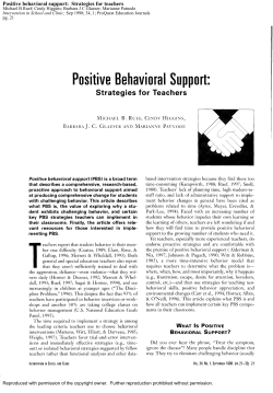 Positive behavioral support: Strategies for teachers