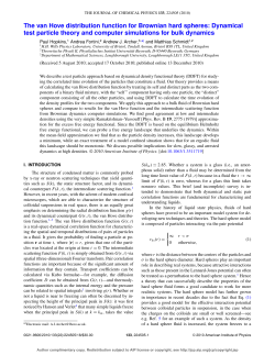 The van Hove distribution function for Brownian hard spheres