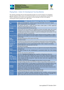 Playing Rules &ndash; Under 12`s Development Two