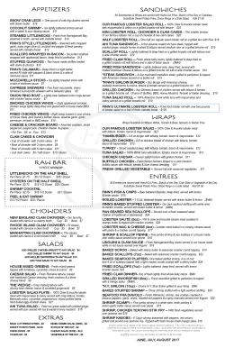sandwiches wraps entrees appetizers raw bar