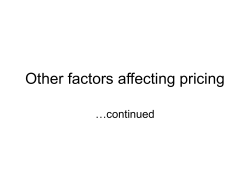Other factors affecting pricing - Hale