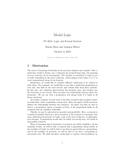 Notes on Modal Logic I