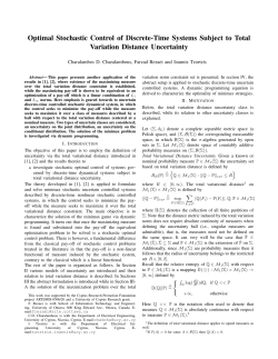 Optimal Stochastic Control of Discrete-Time