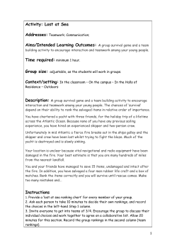 Activity: Lost at Sea Aims/Intended Learning Outcomes: A group