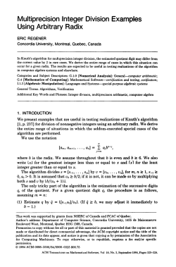 Multiprecision Integer Division Examples Using Arbitrary Radix