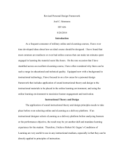 Revised Personal Design Framework Joel C. Simmons IST 626 8/26