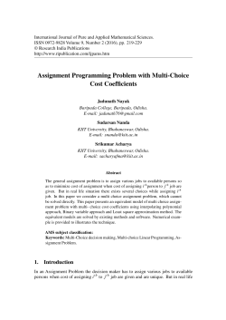 Assignment Programming Problem with Multi