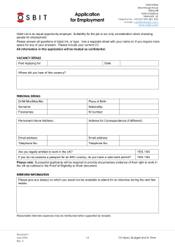 Application for Employment Application for Employment