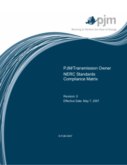 PJM/Transmission Owner NERC Standards Compliance Matrix