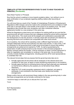Template letters to give to head teachers / principals In liaison