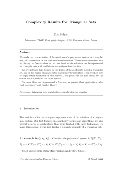 Complexity Results for Triangular Sets