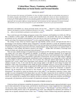 Critical Race Theory, Feminism and Disability