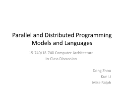 Parallel and Distributed Programming Models and Languages