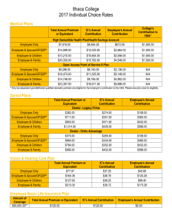 Ithaca College 2017 Individual Choice Rates
