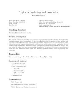Psychology and Economics - Hong Kong University of Science and