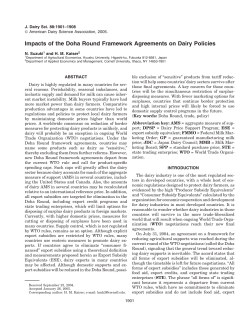 Impacts of the Doha Round Framework Agreements on Dairy Policies