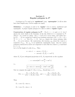 Lecture 3 Regular polygons in S2