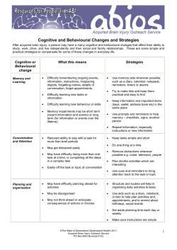 Cognitive and Behavioural Changes and Strategies