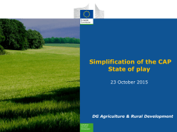 Simplification of the CAP State of play