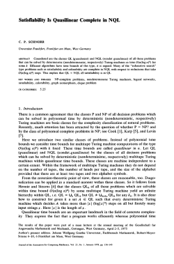 Satisfiability Is Quasilinear Complete in NQL