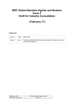BRC Global Standard Agents and Brokers Issue 2 Draft for Industry
