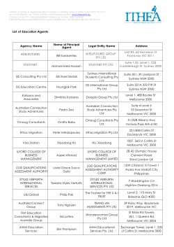 List of Education Agents Agency Name Name of Principal Agent