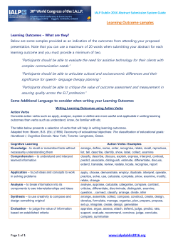 Learning Outcome samples