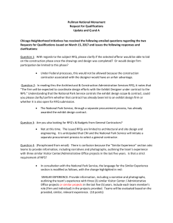 Pullman National Monument Request for Qualifications Update and