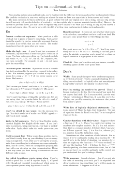 Tips on mathematical writing