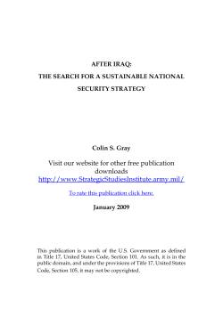 After Iraq: The Search for a Sustainable National Security Strategy