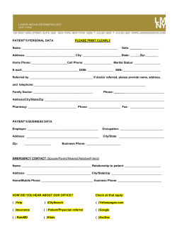 PATIENT`S PERSONAL DATA PLEASE PRINT CLEARLY Name