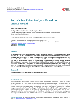 India`s Tea Price Analysis Based on ARMA Model