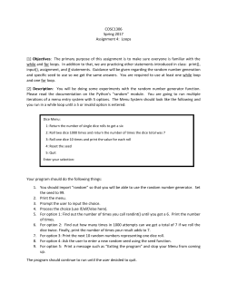 COSC1306 Spring 2017 Assignment 4: Loops [1] Objectives: The