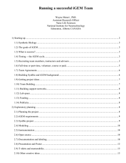 Running a successful iGEM Team