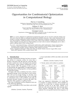 Opportunities for Combinatorial Optimization in Computational Biology