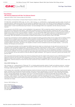 Print Page Close Window Press Release GNC Reaches Agreement