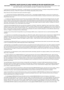 agreement, waiver, release of claims, warning of risk