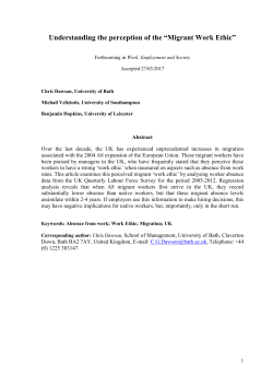 Migrant Work Ethic - University of Bath Opus