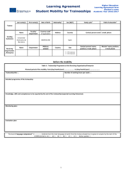 Learning Agreement Traineeships 2016 2017