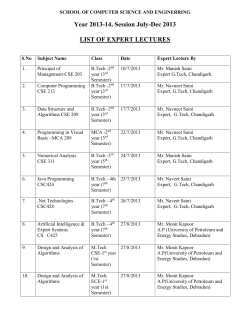 M.TECH 2 nd Year EXPERT LECTURES